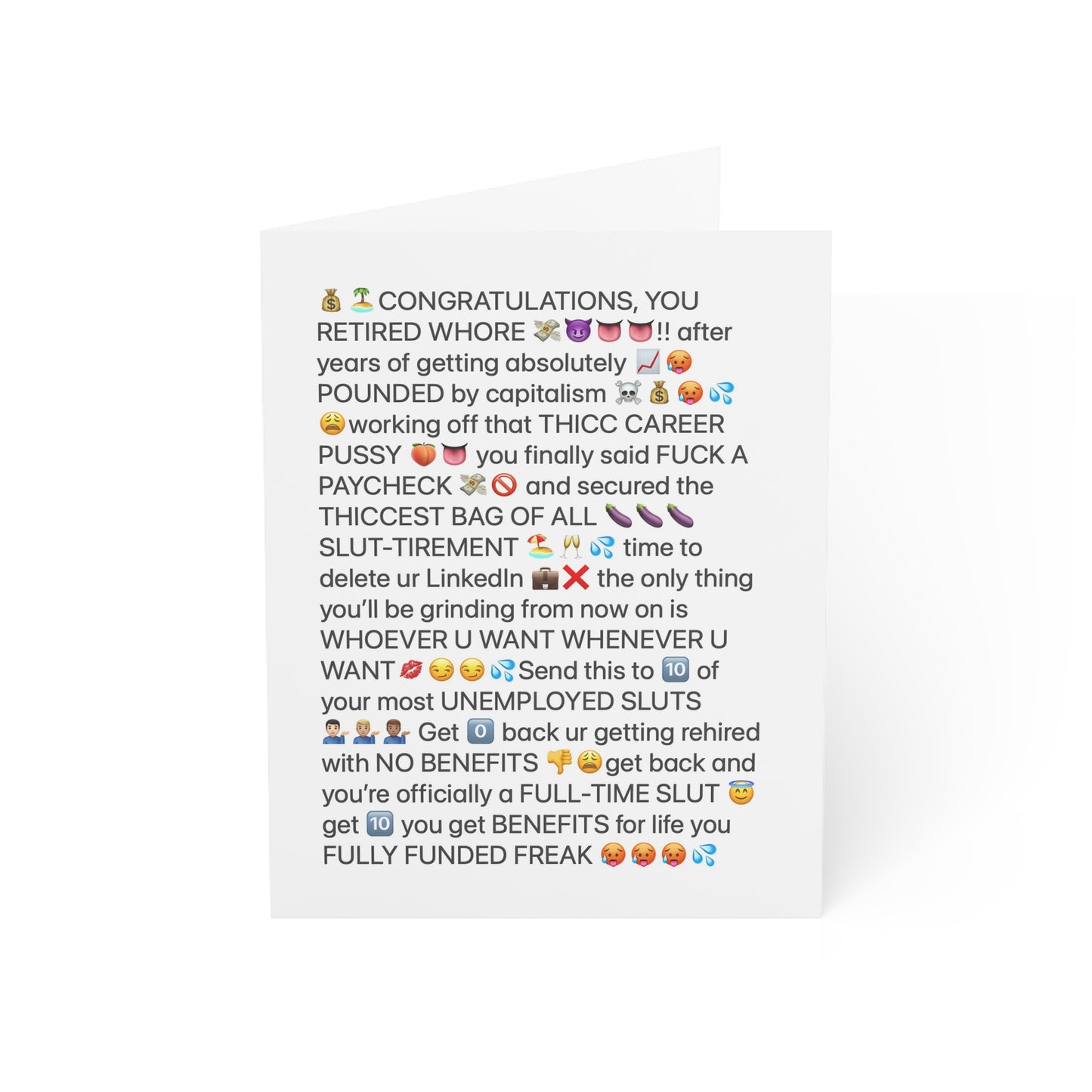 RETIREMENT COPYPASTA chain letter card 🏝️👅💦